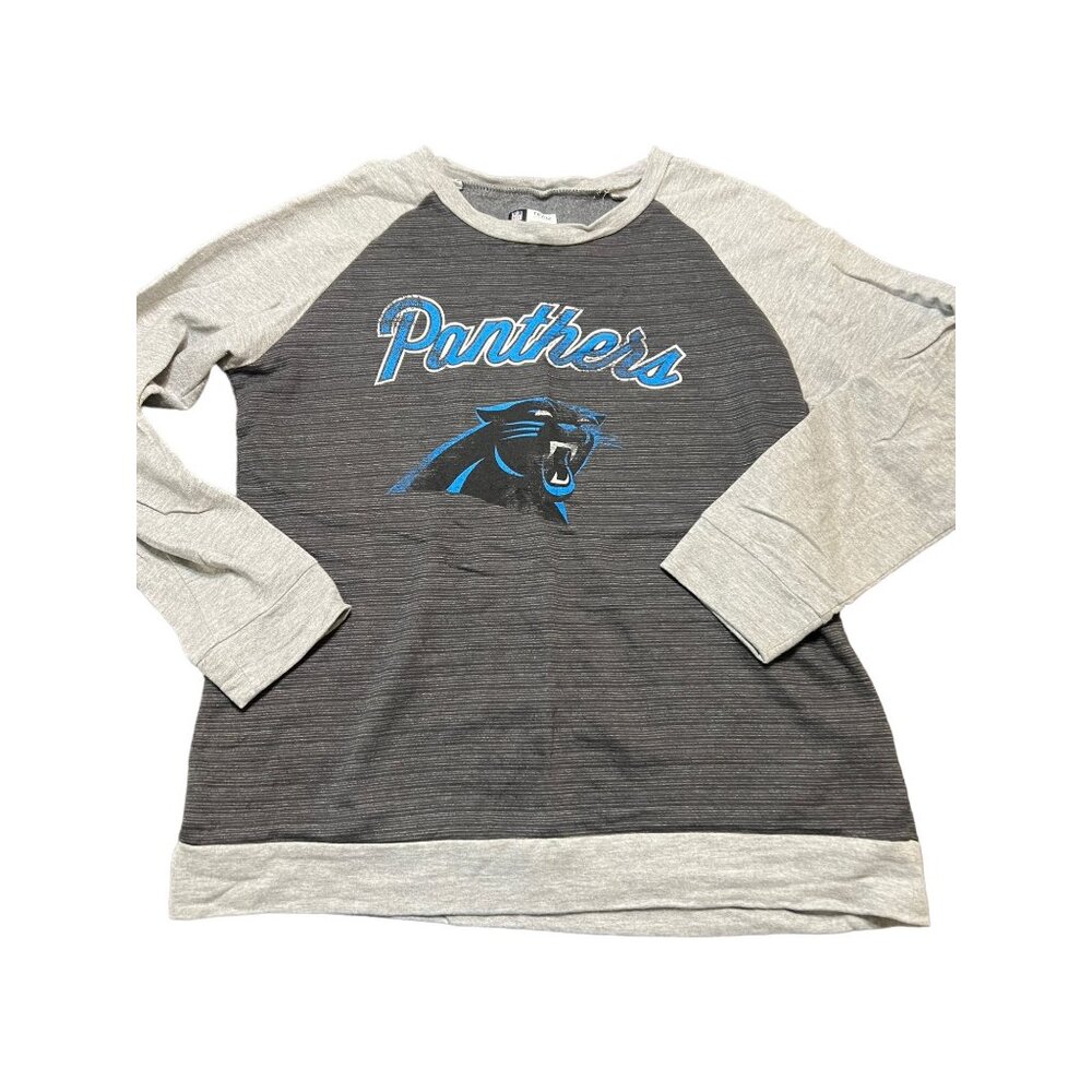 NFL Team Carolina Panthers Women Sweatshirt Lightweight Dark Light Gray Sz L